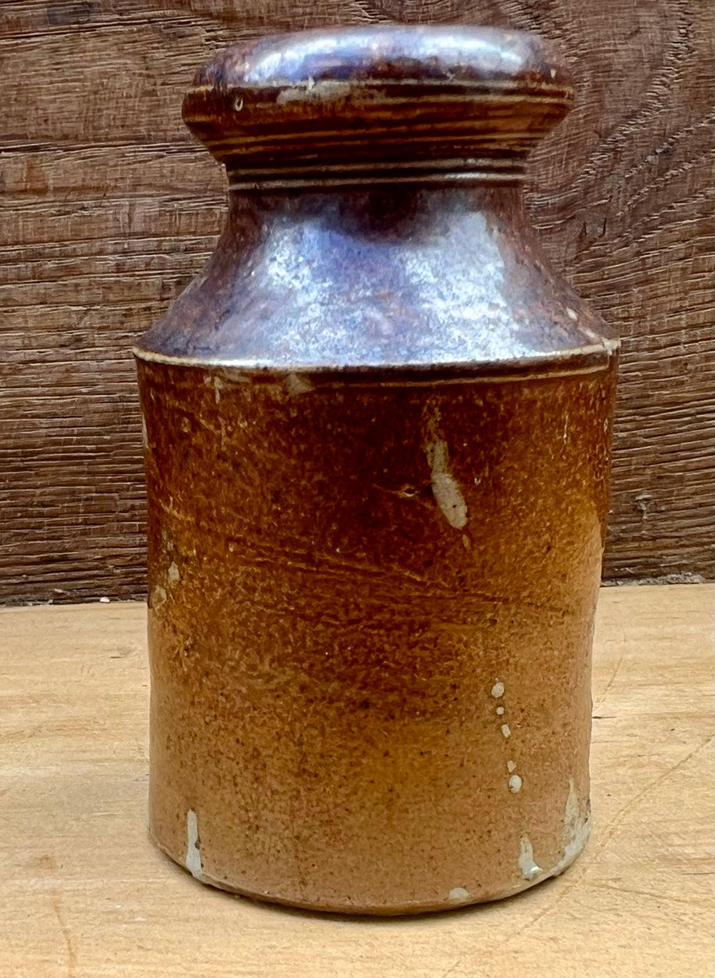Brown Stoneware Inkwell