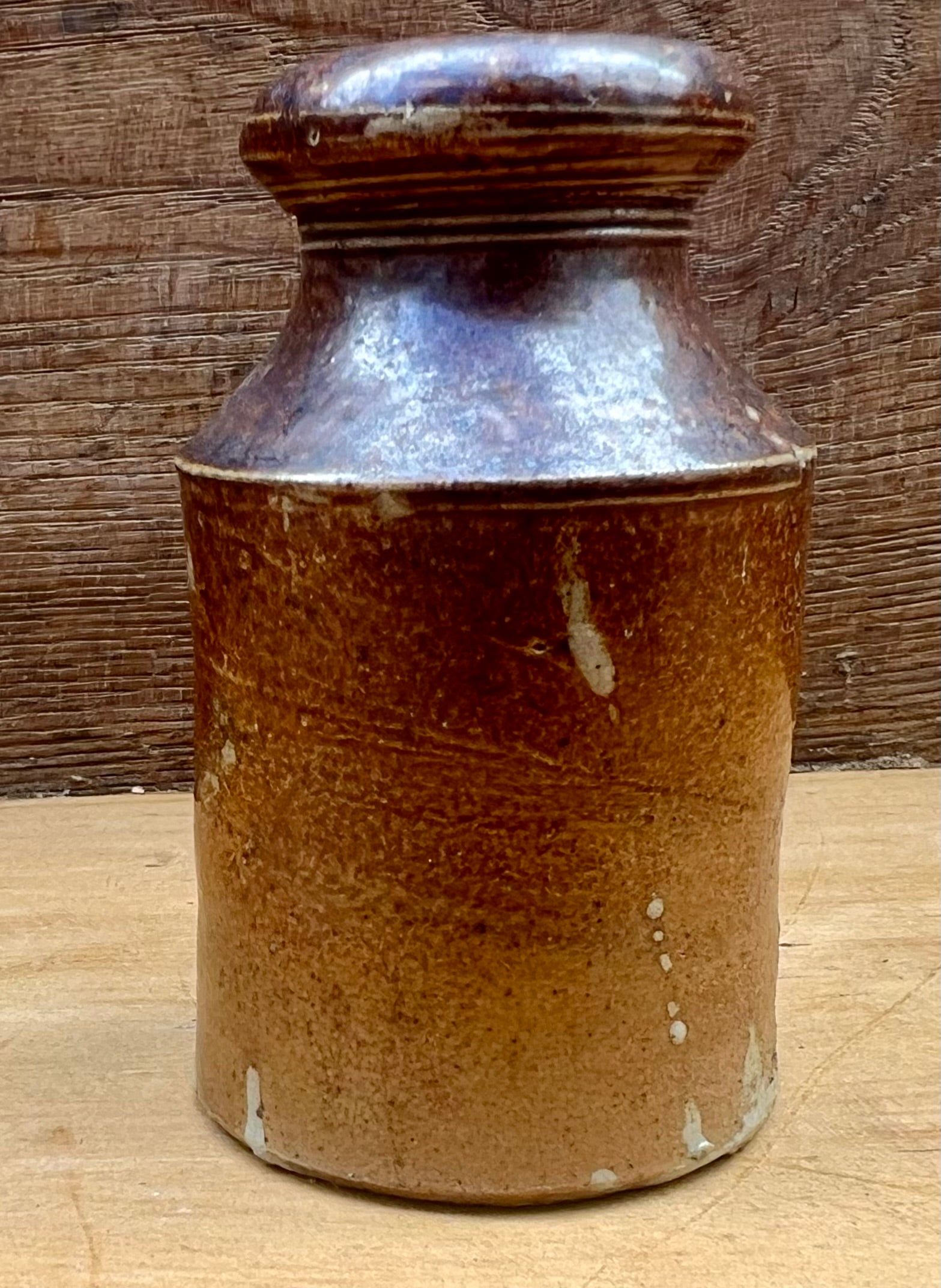 Brown Stoneware Inkwell