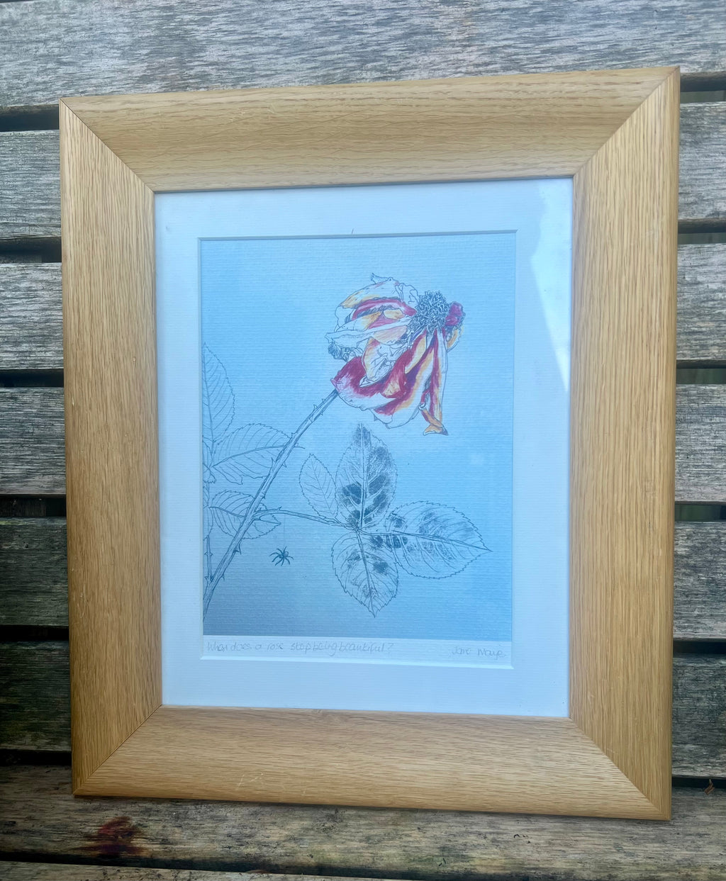 Faded Rose — Fine Art Print in Vintage Oak Frame