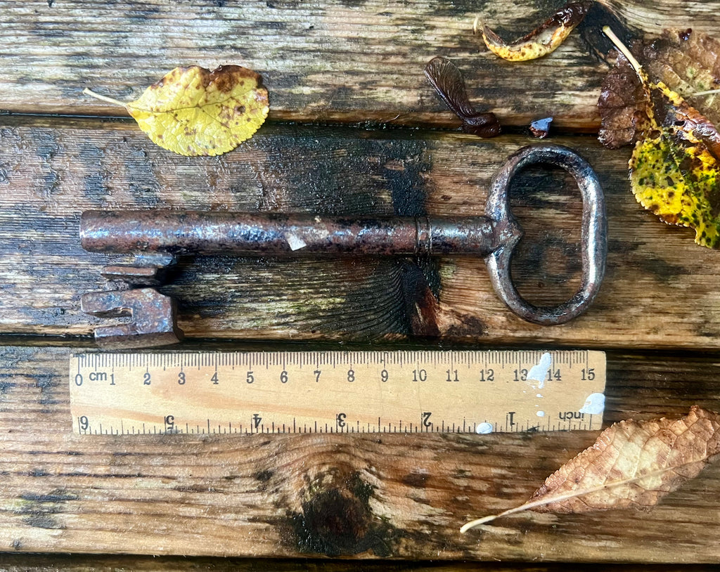 Large Vintage Iron Key — Weathered Found Object with Beautiful Patina