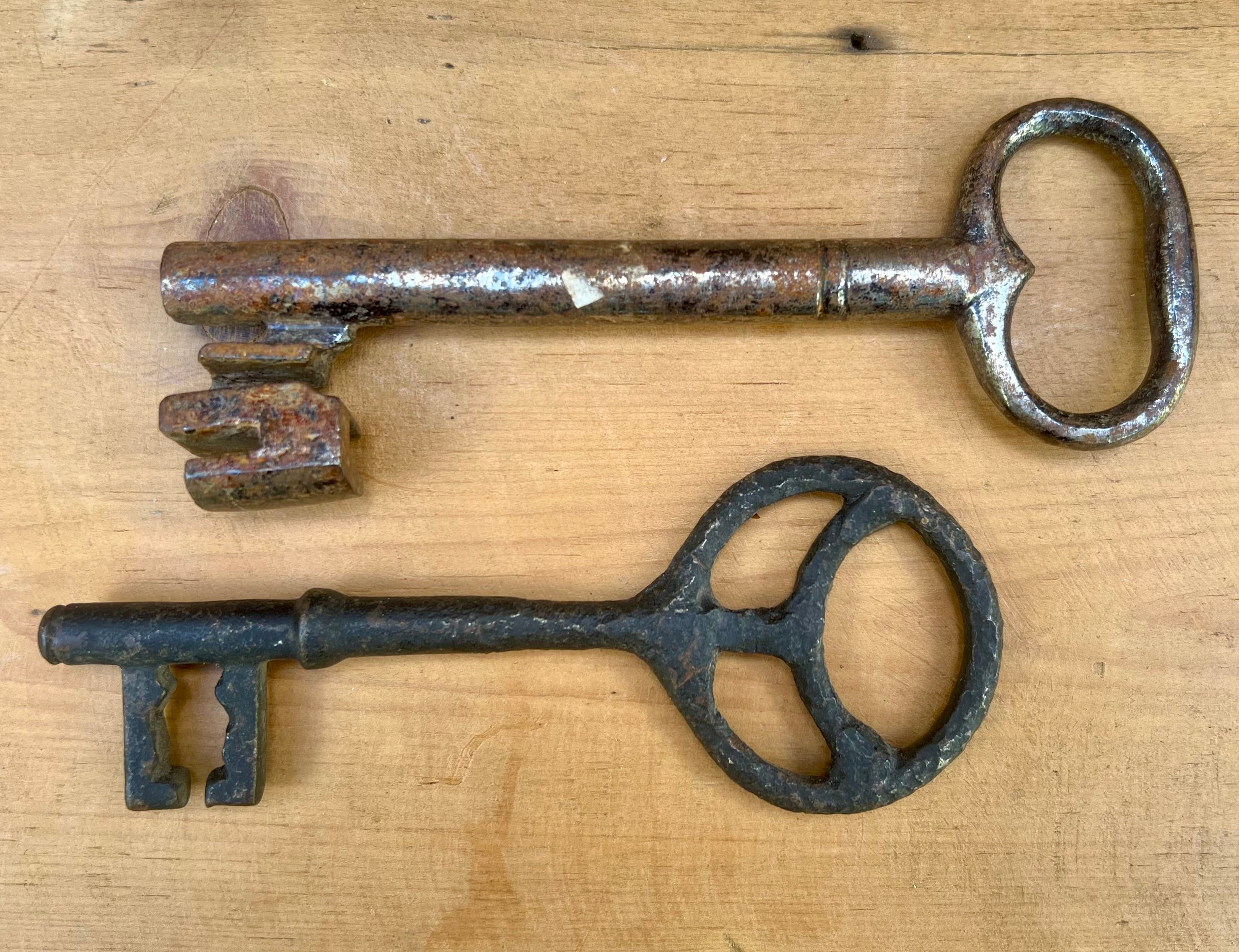 Pair of Antique Iron Skeleton Keys