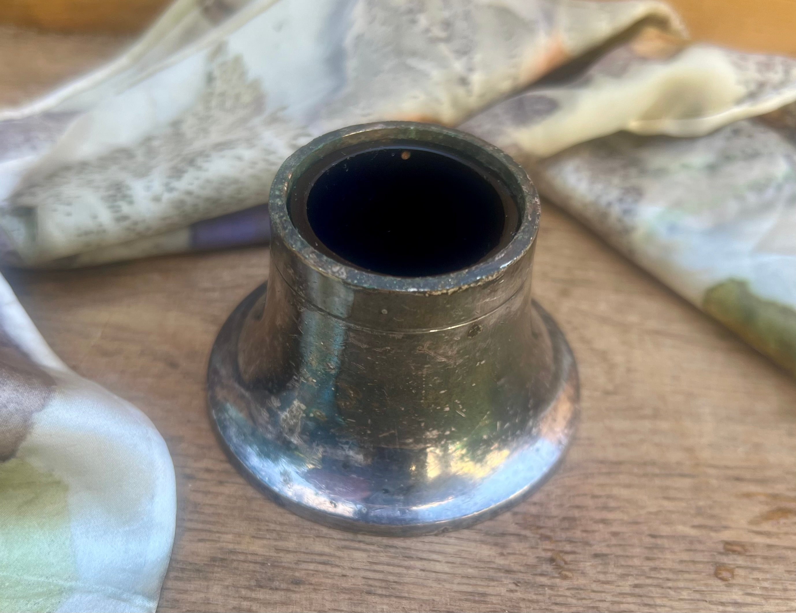 Victorian EPNS Inkwell — Sheffield Silver Plate & Cobalt Blue Glass, c.1880s–1900s