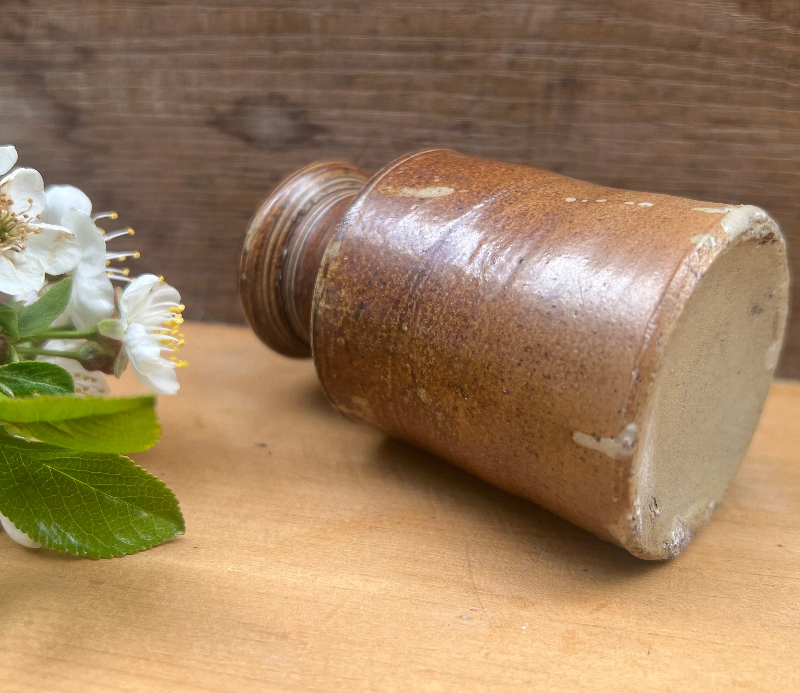 Brown Stoneware Inkwell