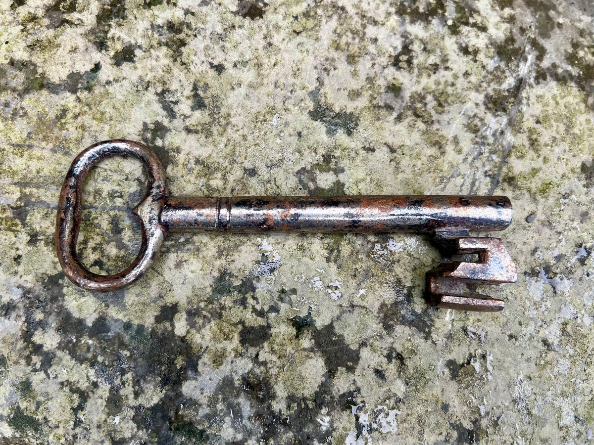 Large Vintage Iron Key — Weathered Found Object with Beautiful Patina