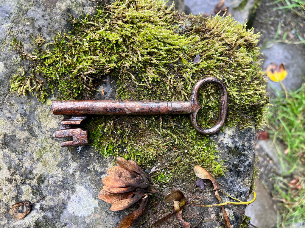 Large Vintage Iron Key — Weathered Found Object with Beautiful Patina