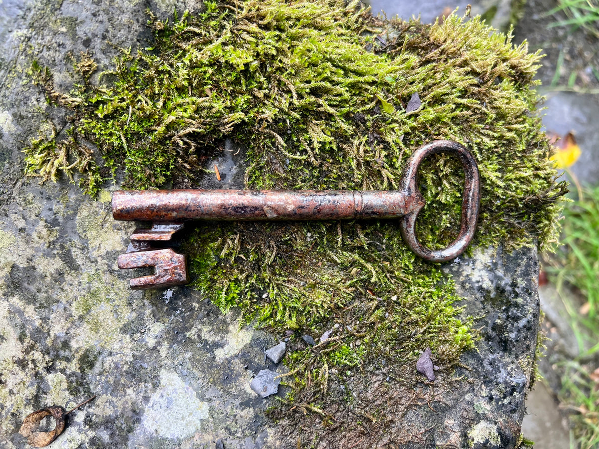 Large Vintage Iron Key — Weathered Found Object with Beautiful Patina