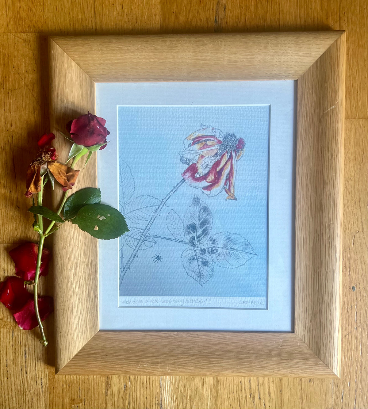 Faded Rose — Fine Art Print in Vintage Oak Frame